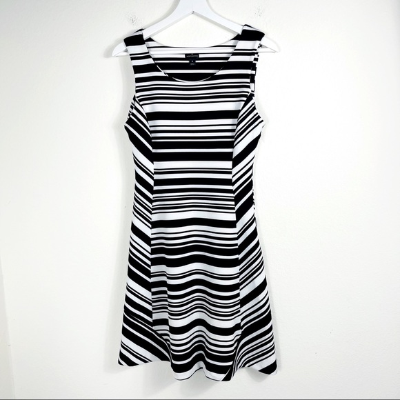 Worthington Dresses & Skirts - WORTHINGTON Black & White Striped Round Neck Sleeveless Fit & Flare Dress - 6